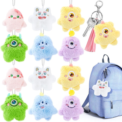 Hungdao 12 Pcs Mini Stuffed Animal Bulk Small Devil Plush Keychain Easter Gifts for Kids Mini Emotion Plush Animals Toys Christmas Goodie Bag Fill...