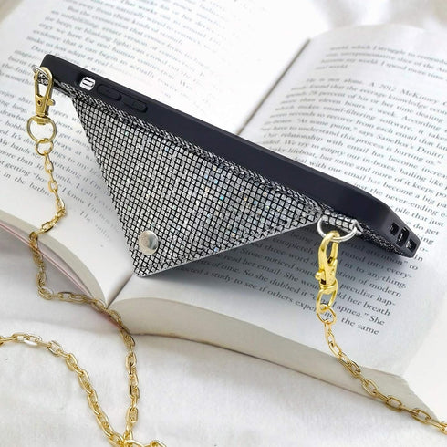 Omorro Glitter Diamond Sequins Wallet Case with Shiny Crossbody Chain for iPhone 12 Pro Max Black...