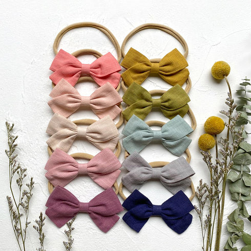 Cherssy Baby Girl Headbands and Hair Bows, 10pcs Stretchy Nylon Hairbands for Newborn, Infant, Toddlers...