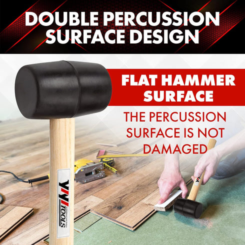 YY-2-005 Rubber Mallet Hammer With Wood Handle–8-oz, black...