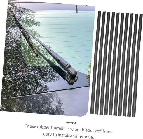 Mobestech Vehicle Wipers - 10pcs Durable Rubber Strips - Frameless Windshield Wiper Blades - Auto Silicone Adhesive for Seamless Rear Windshield C...