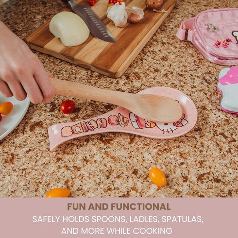 Sanrio Hello Kitty Stacked Snacks Ceramic Spoon Rest Holder | Kitchen Organizer For Utensils To Keep Countertop Clean...
