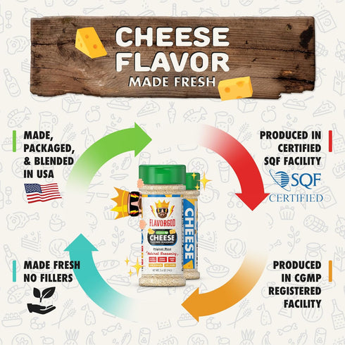 Cheese Flavored Seasoning Mix by FlavorGod - Premium All Natural & Healthy Spice Blend for Chicken, Vegetables, Salad, Pizza, Tacos, & Pasta - Kos...
