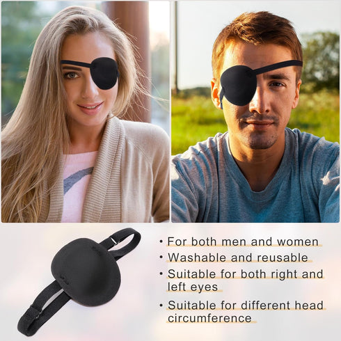 Nuanchu 18 Pcs Pirate Eye Masks for Adults Black Pirate Single Patches Adjustable Comfortable 3D Mask Party Favor (Black)...