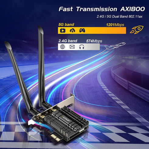 EDUP PCI-E WiFi 6 Network Card AX1800Mbps Bluetooth 5.2 Heat Sink 802.11AX 2.4Ghz/5.8Ghz Wireless PCIe Network Wi-Fi 6 Card PCI Express WiFi Adapt...