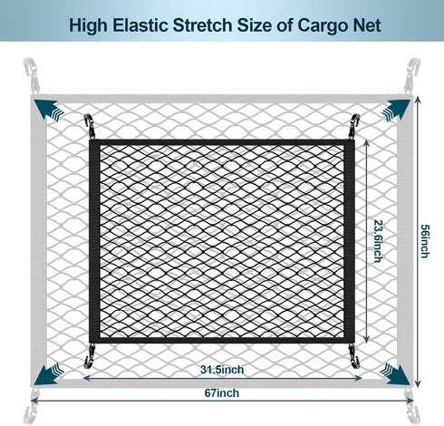Wagon Cargo Net for Utility Folding Wagon, Elastic Storage Bag Cover Nets with ABS Hook for Outdoor Garden Wagon, Beach Cart, Garden Cart, Trolley...
