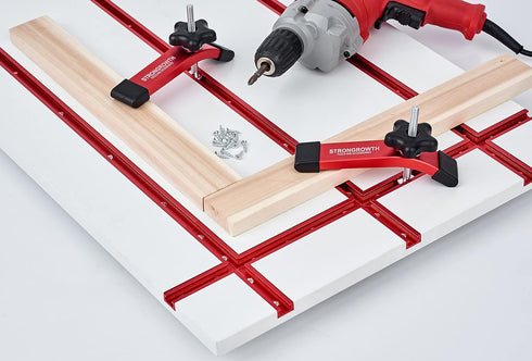 T track Hold Down Clamps - Double Cut Profile Universal T-Track Clamps, 6-3/8"L x 1-1/4"W - Woodworking and Clamps - Fine Sandblast Anodized - Red...