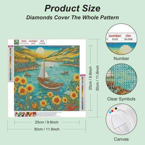 Acudotr Diamond Painting Kits for Adults, 5D DIY Sailboat Diamond Art kits for Beginners, Full Drill Diamond Painting Kits for Home Wall Decor, La...