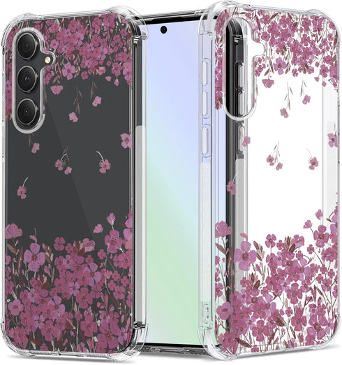 Floral Clear Case for Galaxy S23 FE for Women/Girls,Pretty Phone Cover for Samsung Galaxy S23FE,Flower Design Slim Soft Transparent Drop Proof TPU...
