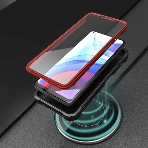 ExoGuard for Moto G Power 2021 Case, Rubber Shockproof Full-Body Cover Case Built-in Screen Protector and Kickstand (Red)...
