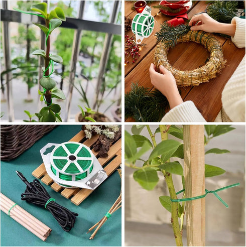 Twist Tie,plant Ties,492ft (150m) green cable ties with Cutter,Garden Plant Ties Reusable,Green Twist Ties for Gardening Climbing Plants, flowers,...