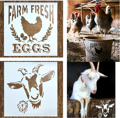 12 Pcs Farmhouse Sign Stencils, Farm Reusable Stencils, Large Farm Stencils Theme Painting, Farmhouse Stencils for Painting on Wood, Sunflower Ste...