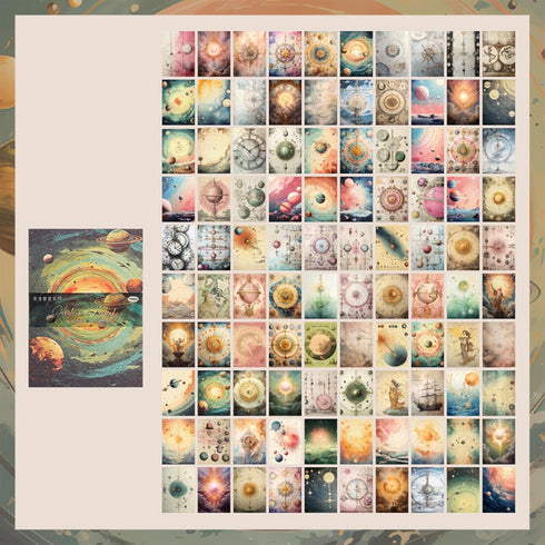 100Pcs Scrapbook Craft Paper Kit for Scrapbook Journaling Supplies?Planet Craft Supplies Materials Decoupage Paper for Scrapbooking Supplies?Bulle...