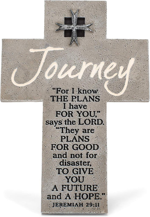 Lighthouse Christian Products Future and Hope Journey Marbled Grey 8 Inch Cast Stone Cross Figurine...