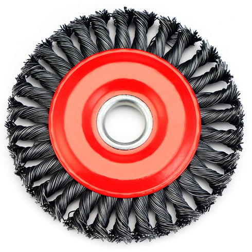 Wire Wheel Brush, Knotted Twist Wire Wheel for Angle Grinder with 5/8 Inch Arbor, 4 Inch Diameter and 0.019 Inch Carbon Steel Wire for Heavy-Duty ...