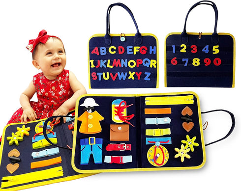 Let's Play Kiddo Busy Book for Toddlers 1-3, Busy Board for 1 Year Old, Montessori Toys 1-4 Year Old, Educational Activity Toddler Busy Board Pres...