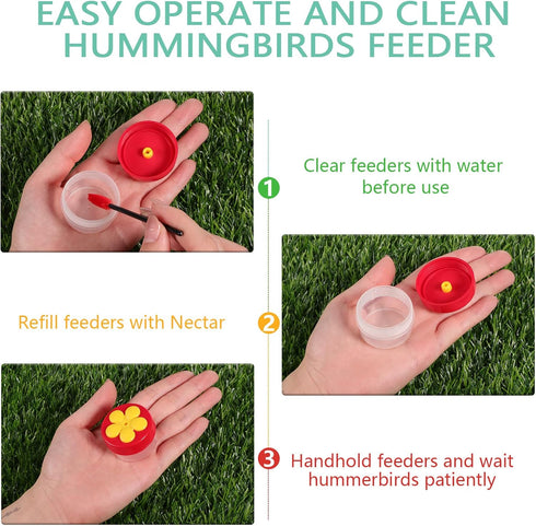 Hand Hummingbird Feeder 4 Pieces Window Flower Hummingbird Feeder Mini Handheld Hummingbird Feeder Humming Bird Feeder Wild Bird Feeders with Clea...