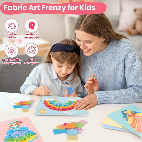 YOTOY Fabric Art Frenzy Toys for Girls Age 3 4 5 6 7 8 Years Old, Poke Art Kits, Fabric Art for Kids, Creative Puzzle Puncture Painting Toy Gift f...