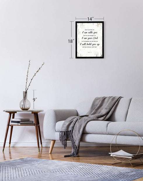 Isaiah 41:10 Don't be Afraid, for I am with you Bible Verse - FRAMED - Canvas Print Home Decor Wall Art, Gallery Wrap Inner Frame, 14x18, White...