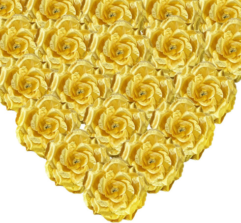 20 Pcs Gold Rose Head Flowers Without Stem, Artificial Flowers Head for DIY Decoration, 3 Inch Silk Rose Fake Flower for Wedding Party Home Decor ...