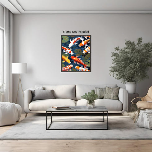 Posterizer 1 pcs- Gold fish swimming in a river print-Art for Animal Lovers- Gift for Men Women Entrepreneur Teens-Decor for Home & Office- unfram...