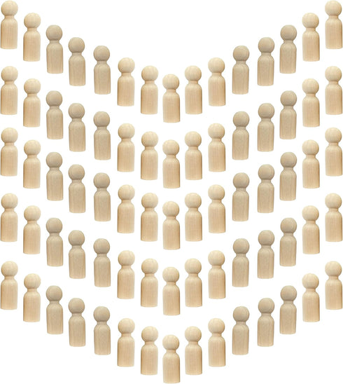 75 Pieces Wood Peg Dolls Unfinished Wooden People Craft Blank Family Figures 5/8 x 1-3/4 inch...