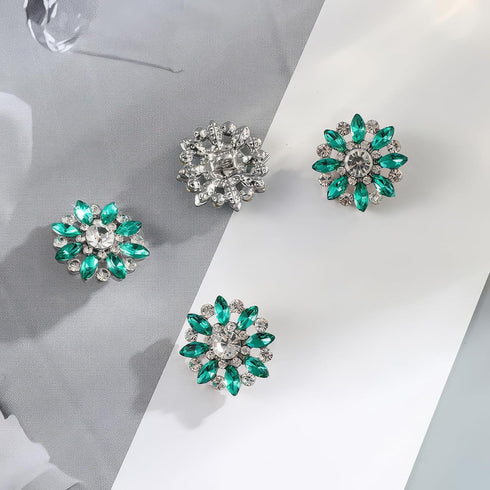 4Pcs Rhinestone Buttons, Crystal Applique Embellishments in Clothes DIY Jewelry Decoration for Crafts Wedding Party Bouquet Sew on Clothing Button...