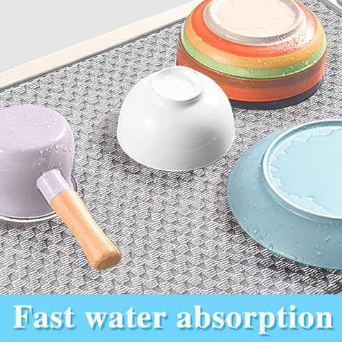 2 Pack Microfiber Dish Drying Mat,24*17 inch Absorbent Dish Drainer Kitchen Counter,Large Size Dish Drying Pad for Countertops,Sinks,Draining Rack...
