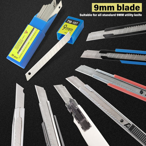 Gomake 100PCS 9mm Box Cutter Knife Replacement Blades 60 Degree Carbon Steel 9mm Snap Off Blades,Fits Most Retractable Knives...