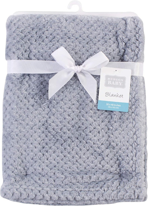 Hudson Baby Unisex Baby Plush Waffle Blanket, Gray, One Size...