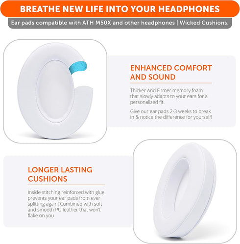 WC Wicked Cushions PadZ - Thick & Soft Ear Pads for ATH M50X / M40X / SteelSeries Arctis/HyperX Cloud & Alpha/Logitech G Pro X/Compatible with Ove...
