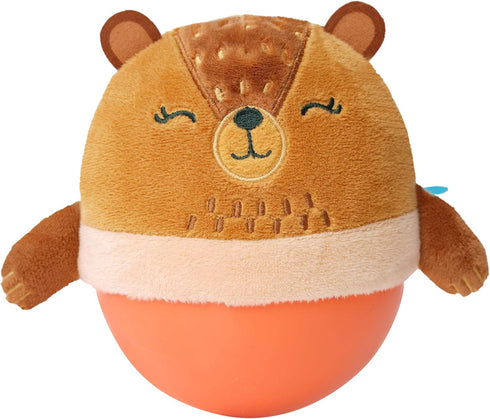 Manhattan Toy Wobbly Bobbly Bear Weighted, Soft Silicone Wobble Ball with Embroidered Plush Baby & Toddler Toy...