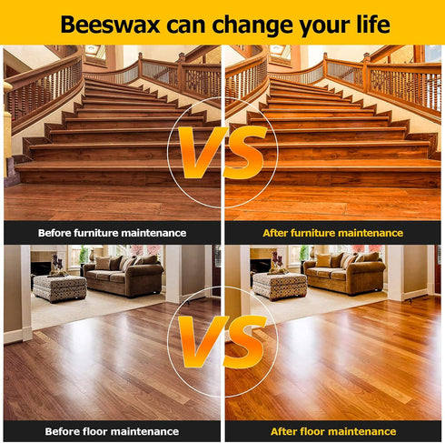 CARGEN Beeswax Furniture Polish, Wood Seasoning Beeswax for Furniture Wood Wax for Dining Table Floor Doors Chairs Cabinets to Protect and Care 2p...