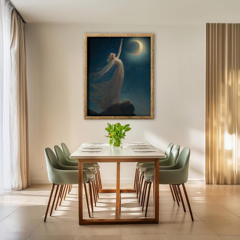 Posterizer 1 pcs-ethereal dreamy woman reaching for the moon-Fantasy & Fiction Art-Gift for Men Women Teens-Living Room Bedroom Decor- unframed wa...