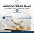 Alternative Imagination Wooden Tripod Display Stand - 6-Inch Hand Carved Holder Made from Mango Wood -Folding Natural Stand for Abalone Shell, Cry...