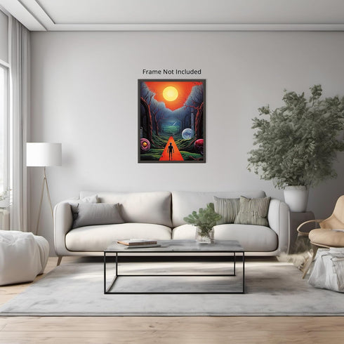 Posterizer 1 pcs-Alien walking Through The woods at Sunset-Abstract & Modern Art-Fantasy & Fiction Art-Gift for Art Lovers-Decor for Home & Office...