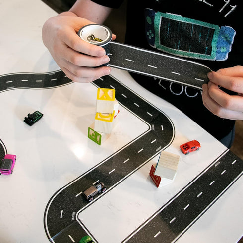 PlayTape Road Tape for Toy Cars - Sticks to Flat Surfaces, No Residue; 2-Pack of 30 ft. x 2 in. Black Road...