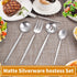 Matte Serving Silverware Set, 5-Piece Round Shared Utensils Set of Stainless Steel, Hostess Flatware Serving Set, Satin Finish, Dishwasher Safe...