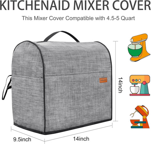 Stand Mixer Cover Compatible with KitchenAid Mixer, Dust Cover with Zipper Pocket for Kitchenaid 4.5-5Qt Mixer Accessories Kitchenaid Mixer Attach...