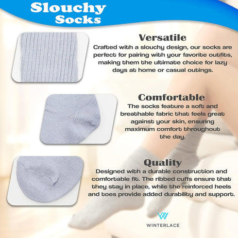 Winterlace Slouch Socks for Women, 2 Pairs, Soft Extra Long Scrunch Knee High Sock, Premium Pack...