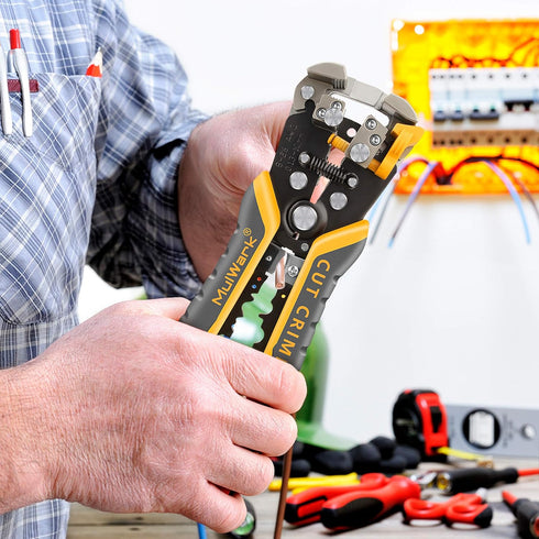 MulWark 3 in 1 Automatic Self Adjusting Wire Stripper/Cutter/Crimper, 8 Inch Multi Pliers For Electrical Wire Stripping, Cable Cutting, Crimping T...