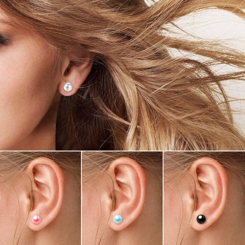 Charisma 6mm Composite Pearl Earrings Round Ball Pearls Stud Earrings Hypoallergenic 12 Pairs Mixed Color Imitation Pearl Earrings Set for Women...