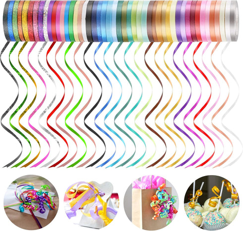 Curling Ribbons, 48 Colors 5mm 11 Yards Gift Wrapping Ribbons for Art Crafts Bows Wedding Party Florist...