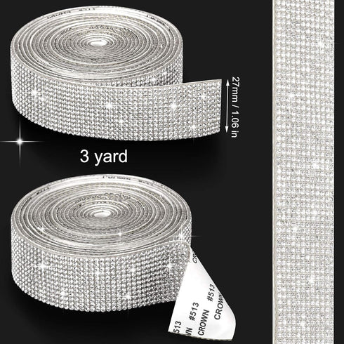 Self Adhesive Rhinestone Strips Diamond Bling Crystal Ribbon Sticker Wrap for Craft Jewel Tape Roll with 2 mm Rhinestones for DIY Car Phone Christ...