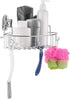 Corner Shower Caddy with Suction Cups and 3M Adhesive Mounting Discs for Porous Surfaces - Stainless Steel Basket for Bathroom Storage (Chrome)...