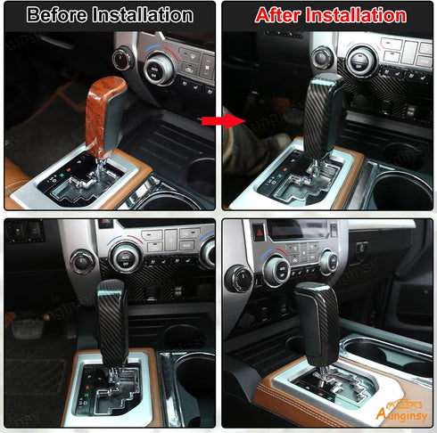 Car Shifter Gear Hand Brake Trim Cover Compatible with Toyota Tundra 2007-2021 Sequoia 2008-2020 Center Console Gear Shift Head Protection Cover A...