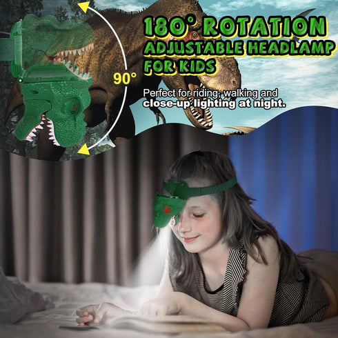 Dinosaur Headlamp for Kids Flashlight Led Headlights Roar & Silent Mode, T-Rex Dinosaur Toys, Camping Gear, Gifts for Boys Girls Adults...