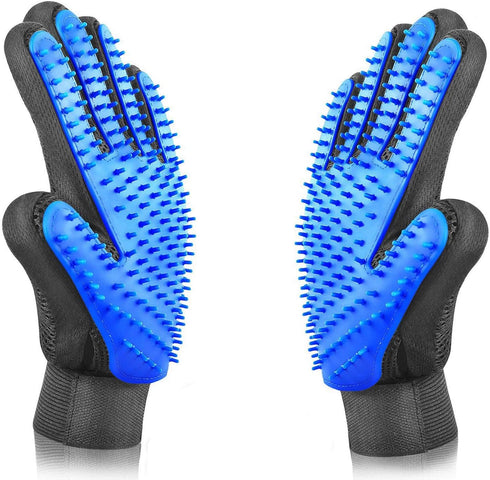 Pet Grooming Glove - Gentle Deshedding Brush Glove - Efficient Pet Hair Remover Mitt - Massage Tool with Enhanced Five Finger Design - Perfect for...