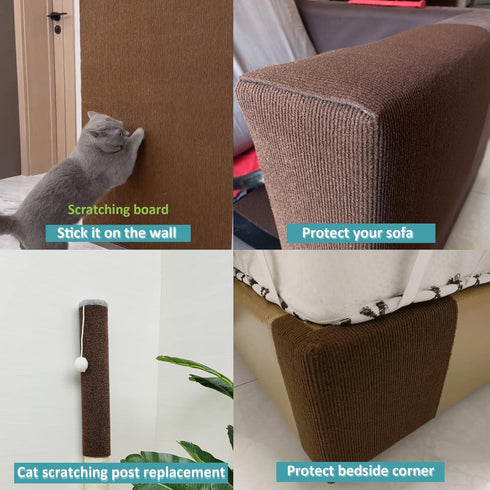 Cat Scratch Furniture Protector?78.7"x15.8"Cat Scratching Mat,Trimmable Self-Adhesive Cat Couch Protector,cat Wall Scratcher,Pad Replacement for C...