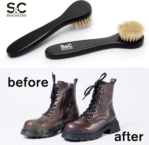 Premium Shoe Polish Brush Set - Horse Hair Brushes, Shoe Polish Applicator for Leather Footwear - Shoe Brushes for Cream & Polish - Made of White ...